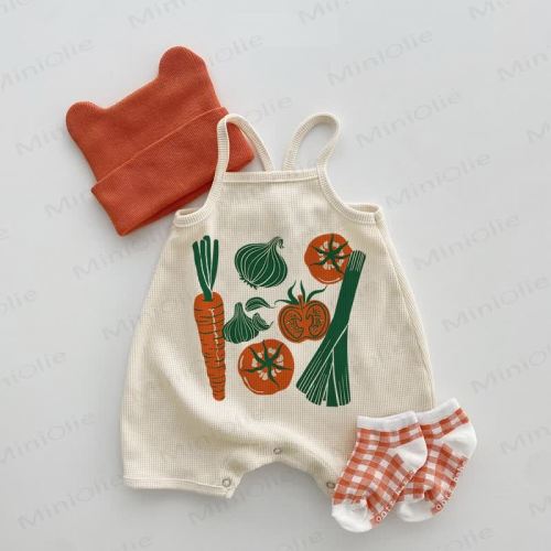 Baby Various Vegetables Waffle Suspenders Romper
