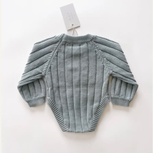 Wide Ribbed Knit Onesie ‘Fog’