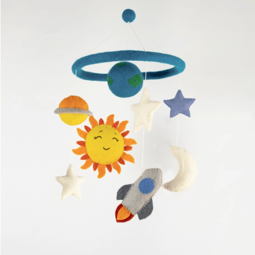 Lil Celestial Rocket Ship Felt Baby Mobile