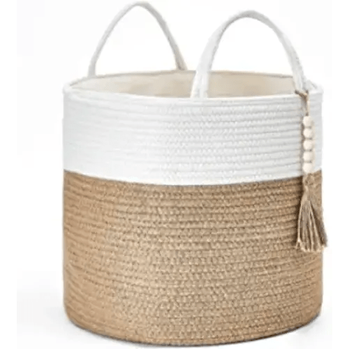 Storage Baskets for Shelves, Cotton Rope Woven Basket With Handles for  Organizing, 3-Pack 15x11x9.5 Decorative Towel Baskets for Shelves  Organizer