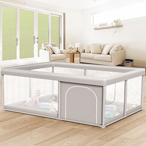 Large Baby Playpen 65x50 Inch, PlayPen for Babies and Toddlers, Sturdy Safety Play Yard for Indoor & Outdoor with Zipper Gates, Anti-Fall