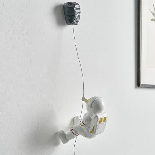 Astronauts Wall Sculpture Climber Figurines for Modern Home Decor Climbing Hanging Outer Space Theme Decor 3D Background Wall Decor for Living Room Kids Room Boys Space Nursery Classroom Space Decor