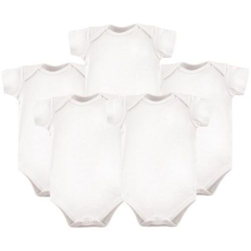 Luvable Friends Cotton Bodysuits 5pk, White, 6-9 Months