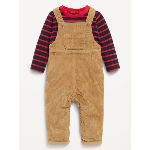 Long-Sleeve T-Shirt and Corduroy Overalls Set for Baby