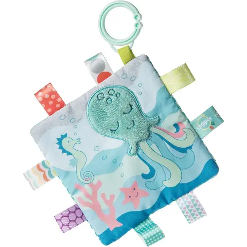 Taggies Crinkle Me Toy with Baby Paper & Squeaker, 6.5 X 6.5", Sleepy Seas Octopus