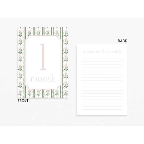 Baby Girl Milestone Cards, Watercolor Pink Tulip Floral Milestone Cards, Pink Girl Monthly Milestones, Baby Shower Gift, Baby Month Cards