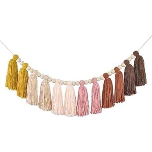 DrCor Boho Sun Yarn Tassel Garland Bunting Banner for Classroom Back to School Office Nursery Party Kids Bedroom Baby Shower Decor