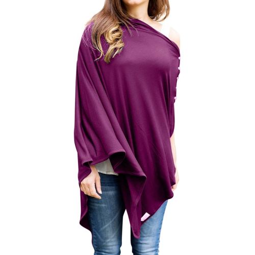 Byrd & Blume Maternity Nursing Cover Breathable Lightweight Breastfeeding Cover Wrap Shawl Scarf Poncho Full 360 (Aubergine, One size)