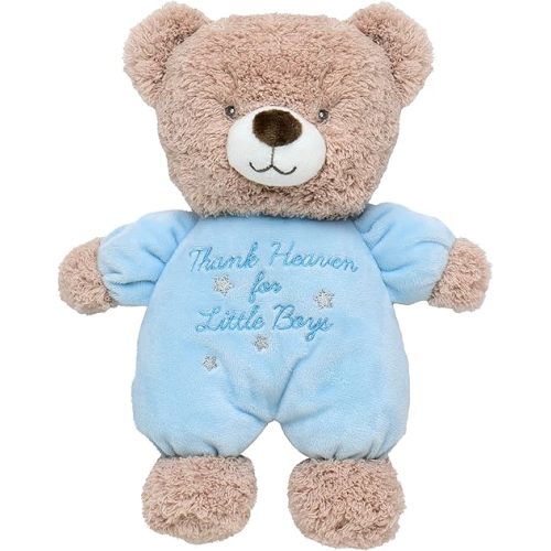 Baby Starters Little Me Plush Bear Rattle with Thank Heaven for Little Boys Embroidery (Blue, 9 inch)