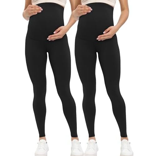Buttergene Women's Maternity Leggings over the Belly Pregnancy Active Wear Workout Yoga Tights Pants