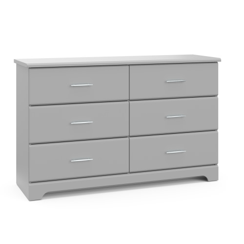 Storkcraft Brookside 6 Drawer Nursery Double Dresser, Pebble Gray