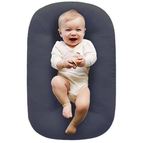 Jeeeun Baby Lounger for Newborn, Snuggle Lounger for Baby, Super Soft and Breathable with Removable Cover (Grey)