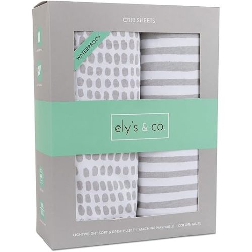 Ely's & Co. Patent Pending Waterproof Crib Sheet | Toddler Sheet no Need for Crib Mattress Pad Cover Baby Boys and Girls, Newborn Essentials