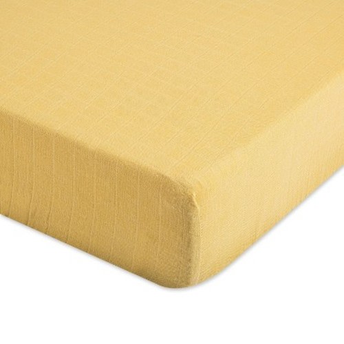 Crane Baby Cotton Muslin Fitted Crib Sheet - Ochre