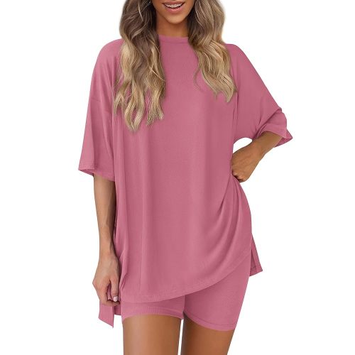 Amazon.com: PRETTYGARDEN Women's Two Piece Lounge Set 2025 Summer Casual Oversized Shirts Biker Shorts Matching Airport Travel Outfit (Beige,Medium) : Clothing, Shoes & Jewelry