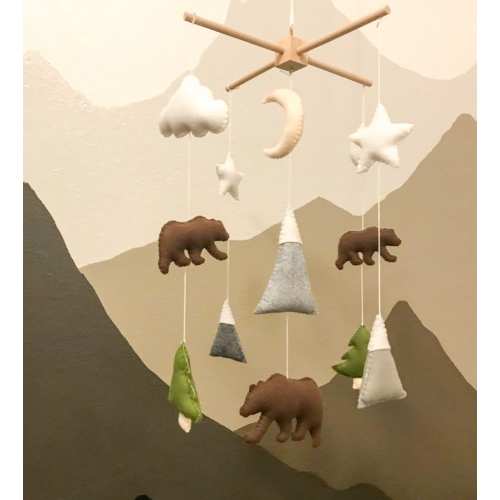 Bear and mountains mobile- Baby mobile bear- Bear mobile