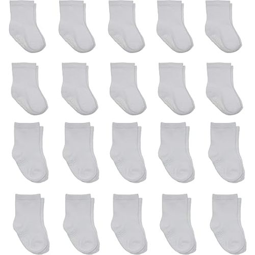 Little Me 20-Pack Newborn Baby Infant & Toddler Unisex Socks, 0-12/12-24 Months, Assorted Size Pack, White