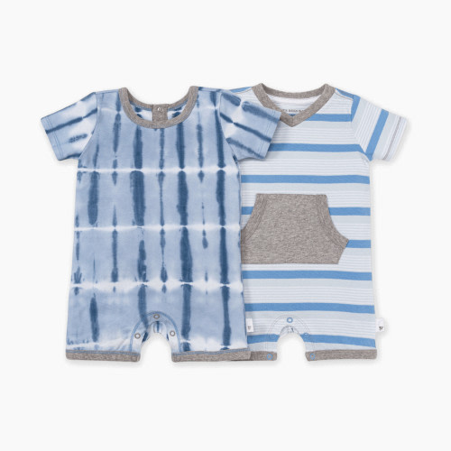 Burt's Bees Baby 2-Pack Farm Tie Dye Romper Set, 100% Organic Cotton - Farm Tie Dye, 0-3 Months