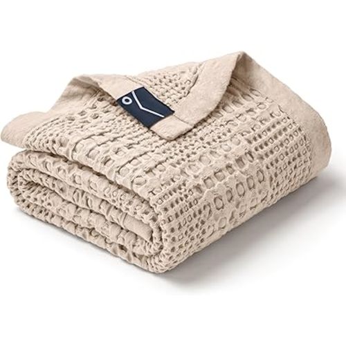Joiedomi Waffle Baby Blanket - Soft Oat Baby Blanket, Breathable Turkish Cotton of Rayon Derived from Bamboo for Boys and Girls, Luxuries Throw for Bed, Couch and Sofa
