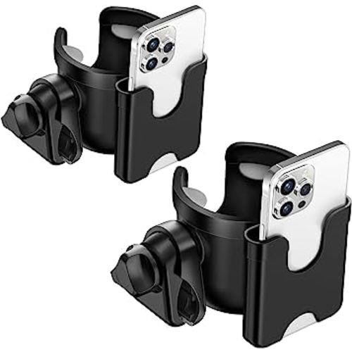 Guiseapue 2 Packs Stroller Cup Holder, Universal Cup Holder for Stroller, Bike, Wheelchair, Walker, Scooter, Stroller Accessories for Uppababy, Nuna, Bugaboo, Doona, Gifts for Women, Mom, Men