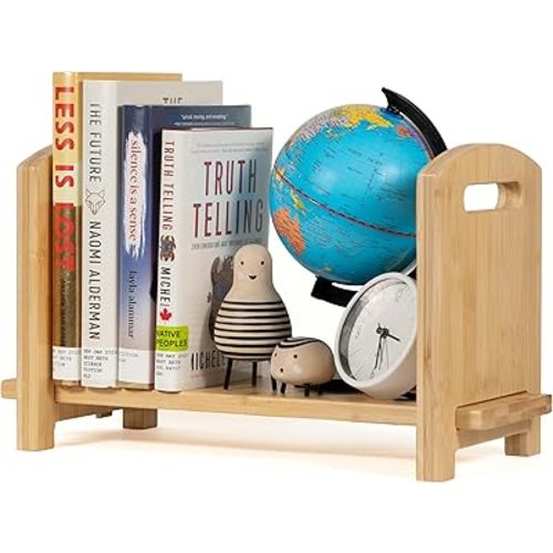 Adjustable Desktop Bookshelf - Sturdy Desk Bookshelf and Book Organizer - No Tools Required to Assemble This Desktop Bookcase, Perfect Tabletop Book Shelf for Office, Study Room
