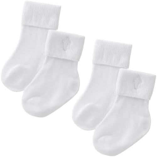 Booulfi Christening Outfits for Boys with Cross Embroidery Baby Cotton Bib and White Christening Sock Set