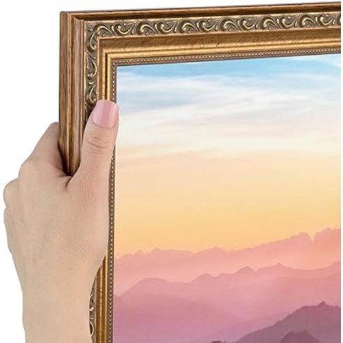 ArtToFrames 18x24 inch Dark Gold with Beads Wood Picture Frame, WOMD6301-18x24