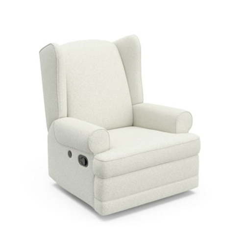Storkcraft Serenity Wingback Infant Upholstered Recline Glider with USB, Ivory Boucle