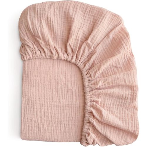 mushie Extra Soft Muslin Fitted MINI Crib Sheet | 24"x 38" (Blush) | Muslin, Fitted, 24"x 38", Blush