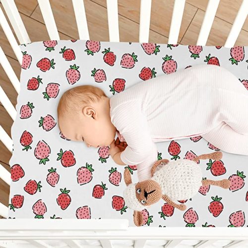 Red and White Strawberry Crib Sheet for Boys Girls Stretch Baby Toddler Crib Fitted Sheets Soft Fitted Baby Mattress Cover Bed Sheet for Unisex Newborn Crib Mattress M