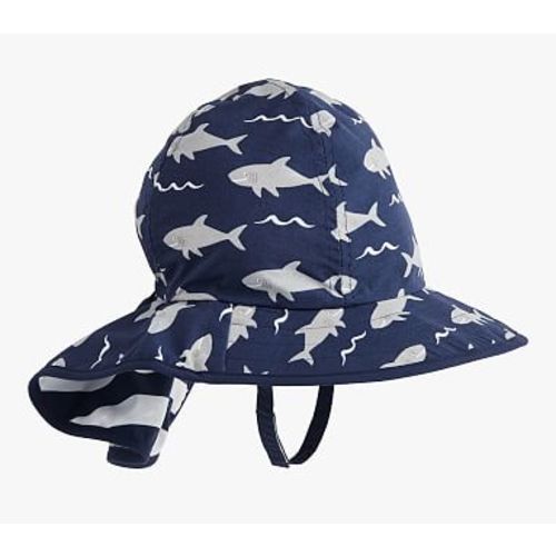 Nylon Shark Reversible Hat, 12-24 Months, Navy