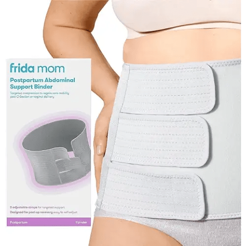 Frida Mom Belly Binder, Postpartum Essentials for Natural and C-Section Recovery, Adjustable Compression Wrap, After Birth Brace, Abdominal Band, 9" High