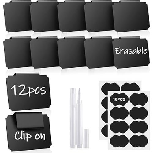 12PCS Basket Labels, Premium Bin Basket Labels Clip On, Pantry Basket Labels Tags for Storage Bins Fabric Cubes Wicker Organization