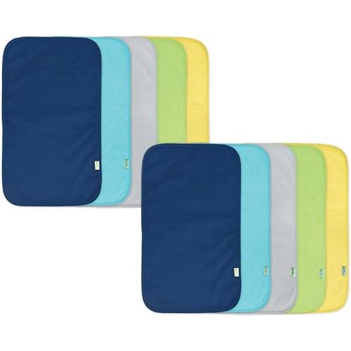 Green Sprouts Stay-Dry Burp Pads (10 Count) | Ultimate protection from drools & spit ups | Waterproof protection, Soft & absorbent terry, Machine washable, Blue