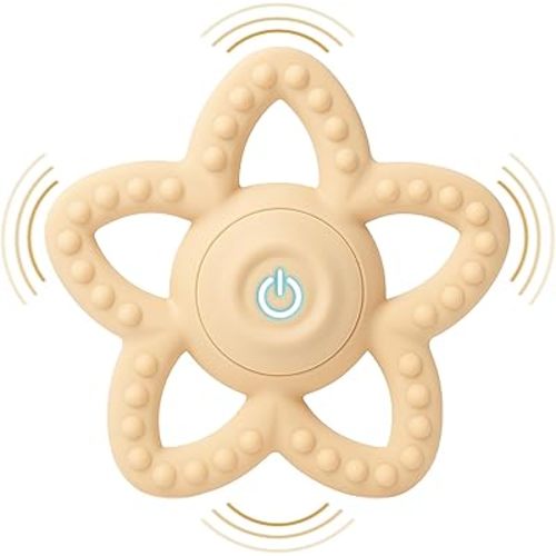 Mity rain Baby Teething Toys with Vibration, 3 Speed Modes, Waterproof & Easy Clean Silicone Teether for Infant Gum Relief, Autism Sensory Chew Toys for Kids