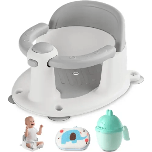 Baby Bath Seat for Babies 6 Months & up, Non-Slip Toddler Bath Seat for Baby & Newborn, Sit Up Bath Seat for Baby,Grey