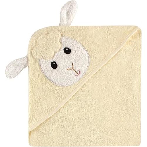 Luvable Friends Unisex Baby Cotton Animal Face Hooded Towel, Lamb, One Size
