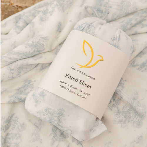 Spring Toile Blue Fitted Crib Sheet