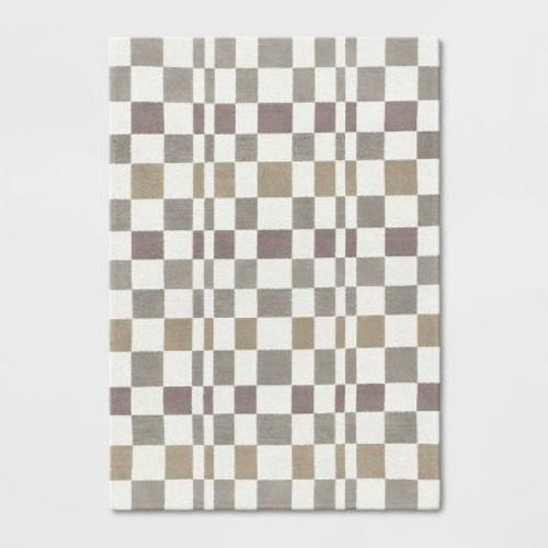 Checkered Woven Flatweave Area Rug White - Threshold™