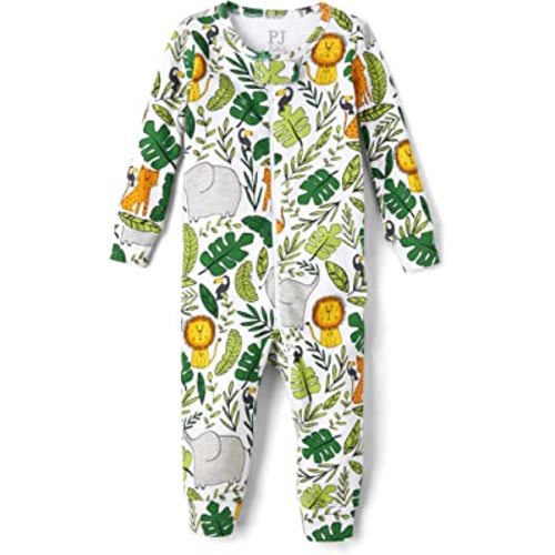 The Children's Place Baby Boys' and Toddler Long Sleeve 100% Cotton Zip-Front One Piece Pajama