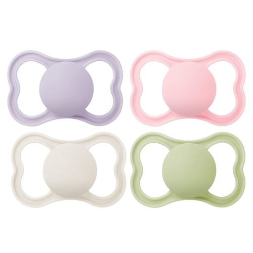MAM Air Matte Pacifiers, for Sensitive Skin, 6+ Months, Best Pacifier for Breastfed Babies, Girl Pacifiers, 6-16 Months, 4 Count (Pack of 1)