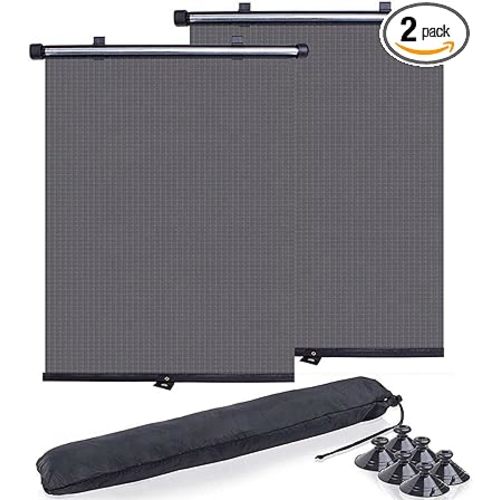 Car Window Shades,2 Pack Window Shade for Baby in Cars,Retractable Car Window Shade for Baby,Side Window Sun Shade Effectively Block UV Rays and Harsh Sunlight(15.7"x18.5")