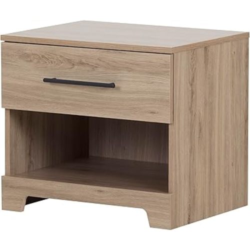South Shore Primo 1-Drawer Nightstand, Rustic Oak