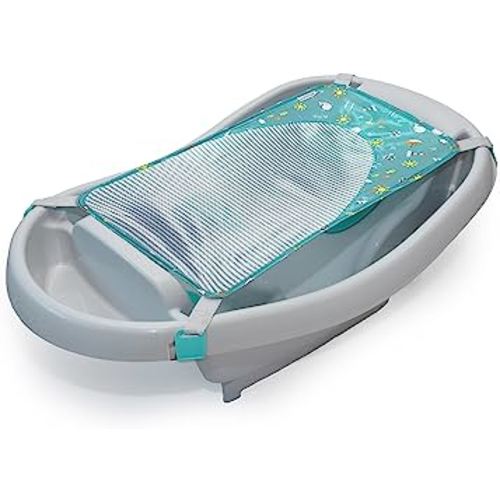 Ingenuity Comfy Clean Deluxe Newborn to Toddler Baby Bathtub, 3-in-1 with Removable Sling, Padded Backrest, 0-24 Months, Gray
