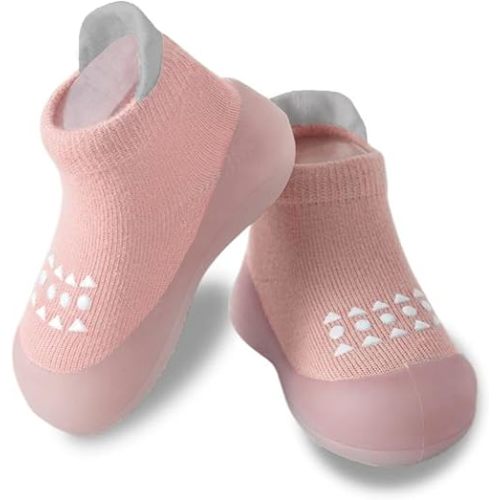 Hstyle Baby Sock Shoes Toddler Walking Shoes Infant Non-Slip Slippers Soft Rubber Sole Sneakers for Baby Boys Girls