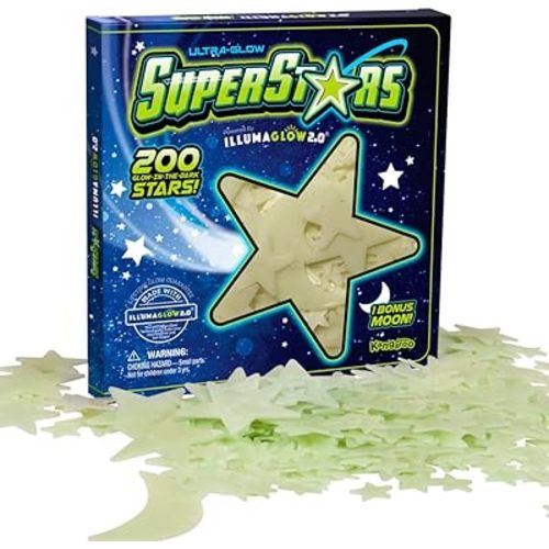 Glow in The Dark Stars for Ceiling - Includes Installation Putty, Bonus Moon and Star Constellation Guide, Only Glow Stars Powered by Illumaglow2.0