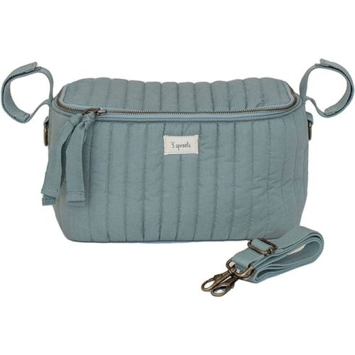 3 Sprouts Universal Quilted Stroller Caddy Organizer with 2 Cup Holders and Adjustable Shoulder Strap in Green