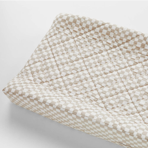 Venice Natural Taupe Organic Cotton Baby Changing Pad Cover by Leanne Ford