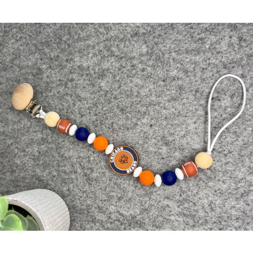 Pacifier Clip Silicone Beads Bears Football