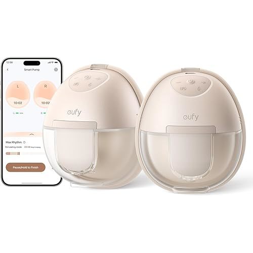 eufy Wearable Breast Pump S1, Hands-Free Electric Breast Pump with Heating Tech, App Control, Personalized Smart Rhythm, Hospital Grade Suction, Portable, Discreet, Leak-Proof & Ultra-Quiet